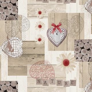 Natuur-Bloljes-Hartjes-Hout-Romantic oilcloth