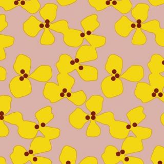 Oilcloth-Lola-Poppy-Rosewood-Yellow-flower-elegant