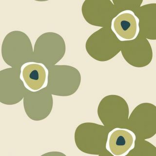Oilcloth-Lola-Small-Big-Flower-moss-green leaves